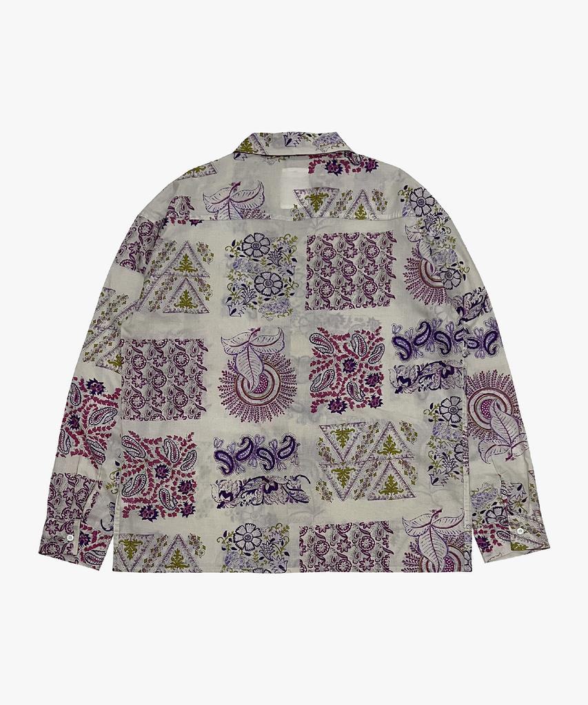 Nainneoscheu Ethnic Paisley Open Collar Shirt_Purple