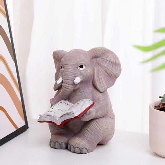 Yousheng Elephant Ornament Resin Mini Elephant Statue Home Office Garden Decor Sitting Elephant Figurine Gift for Elephant Lovers