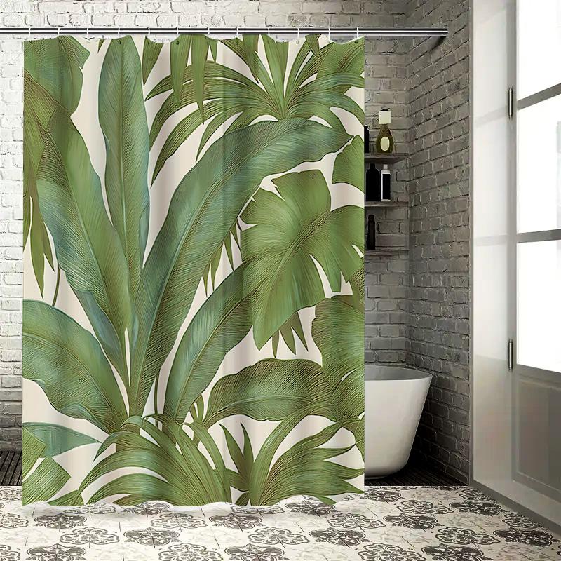 

Tropical Leaf Shower Curtain Bring The Lush Greenery Of A Rainforest Into Your Bathroom For A Fresh And Invigorating Experience W60H190(CM)-1 Pcs