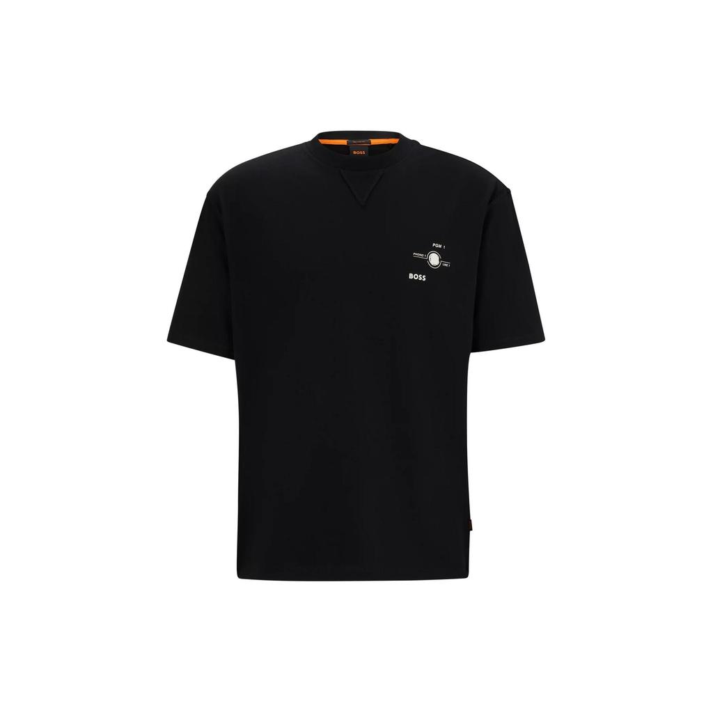 HUGO BOSS T-Shirts Men's Black Crew Neck Moderate Straight Fit 50510218-001