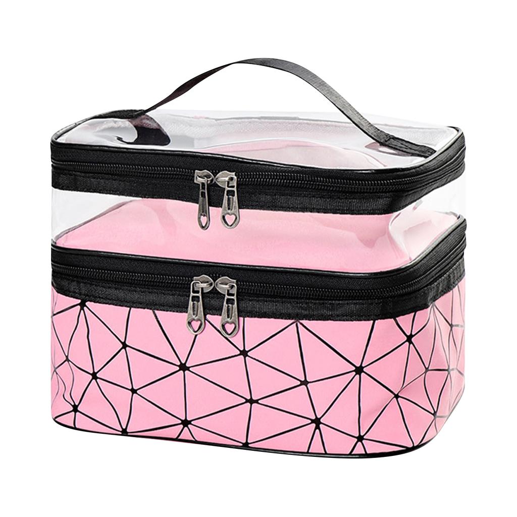 New Makeup Bag Cosmetic Bag Travelling Double Layer Make Up Bag Organizer Medium Case For Women Girls Reusable Toiletry Bags