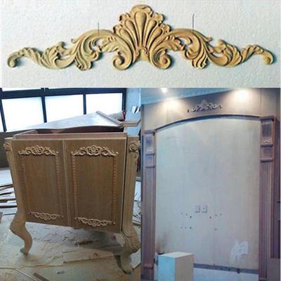 Autocollant d'angle sculpté en bois non peint Vintage, applique de meubles, décoration de maison
