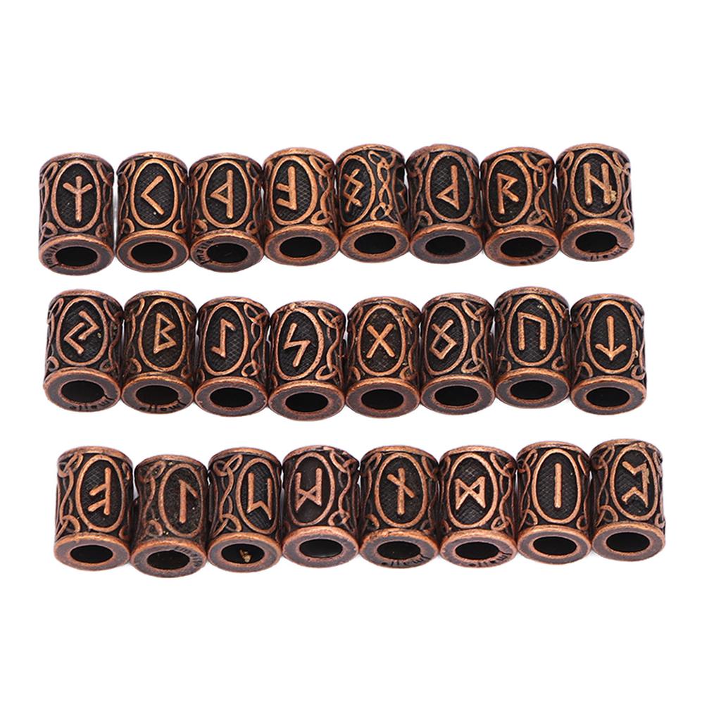 24 PCS Antique Copper Hair Beads Vintage Large Hole Metal Braiding Tube Beads for DIY Jewelry Hair Decoration