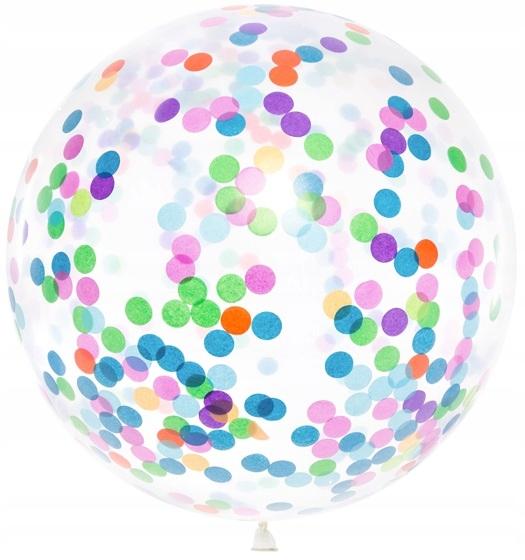 Balon Olbrzym Z Okrągłym Konfetti, 1M, Mix, 1 Szt.
