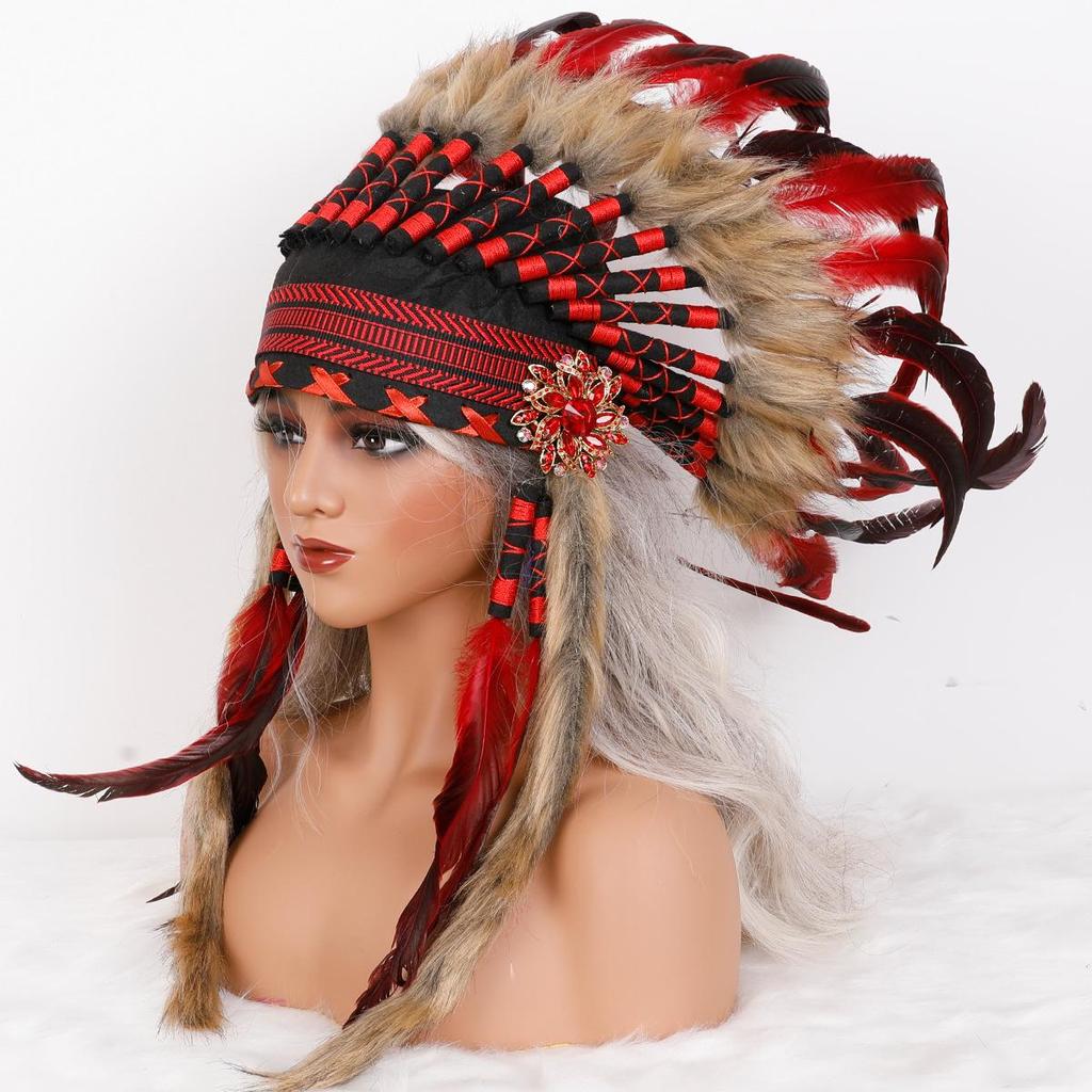 Halloween Feather Headdress: Indian-Inspired Accessory for Christmas & Thanksgiving