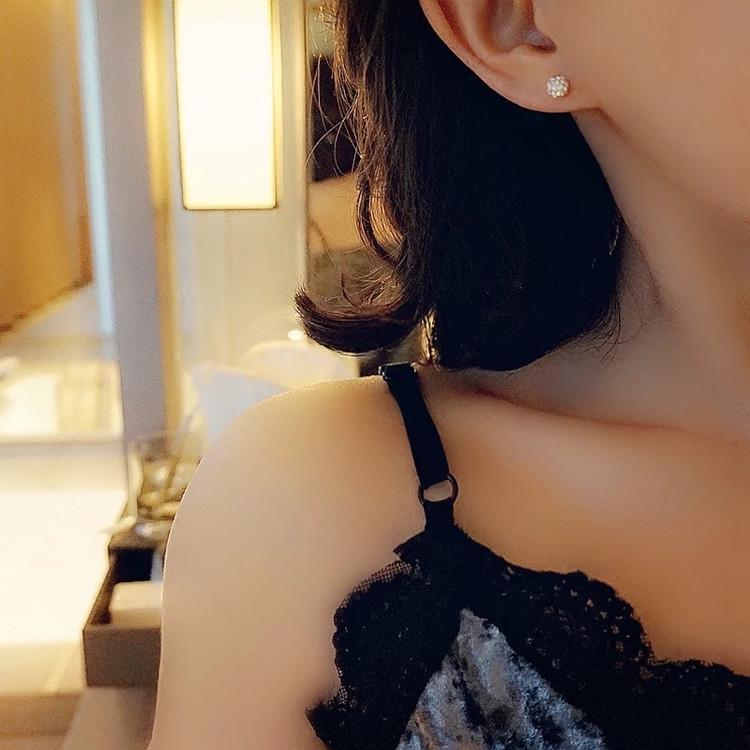 Korean White Rhinestone Ball S925 Sterling Silver Women's Stud Earrings