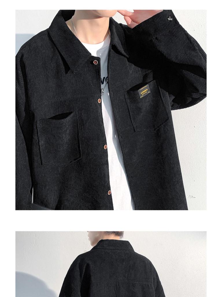 2025 Spring/Autumn Men's Thickened Japanese-Style Casual Long-Sleeve Shirt Jacket