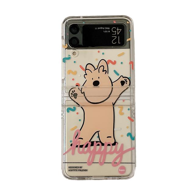 For Samsung Z Flip 4 Case Cute Love Dog Transparent Folding Phone Case For Samsung Z Flip 3 5g Flip4 Shockproof Hard Back Cover