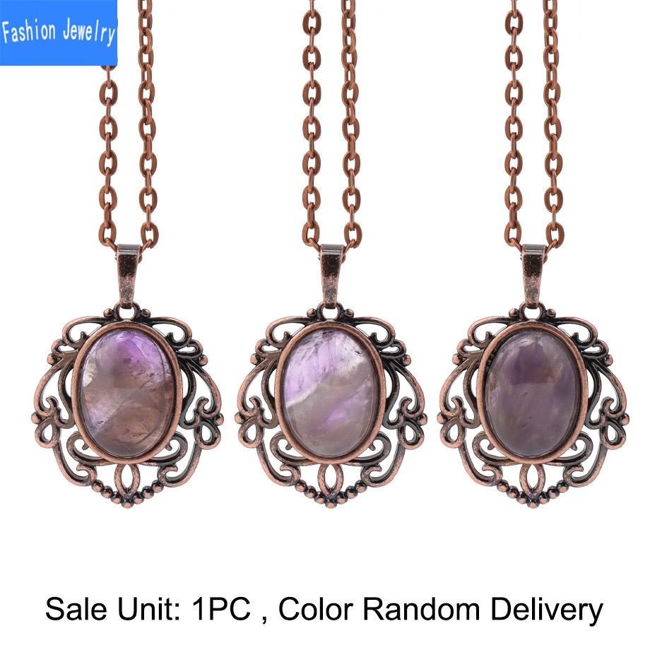 European and American retro personalized fashion hollow lace natural crystal stone water drop pendant green aventurine necklace jewelry
