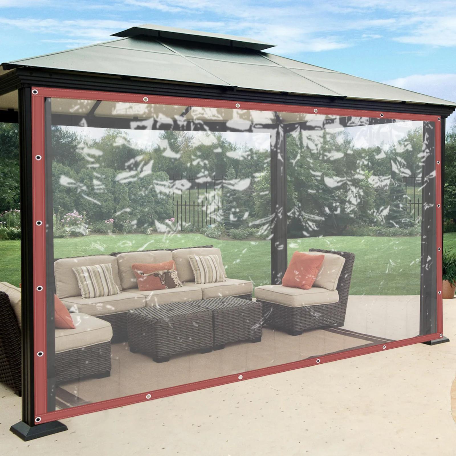 Reusable Coffee Brown Waterproof Rainproof Tarpaulin Cloth - Outdoor Patio Curtains,Porch Screens,Deck Covers,Sunshade Enclosure