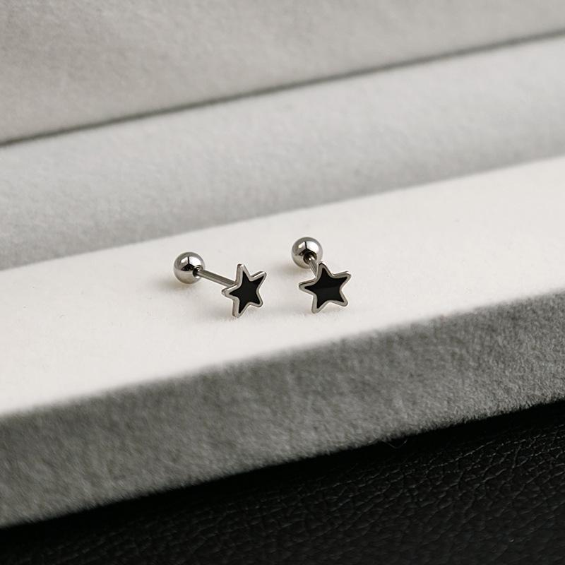 Stainless Steel Geometric Black Cross Earrings: Simple, Versatile Love Heart Design with Drip Oil Finish for Women.