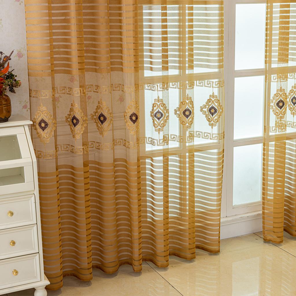 Floral Jacquard Gauze Curtains | Semi-Sheer Light Filtering for Bedroom Living Room Balcony, All-Season Elegant Home Decor