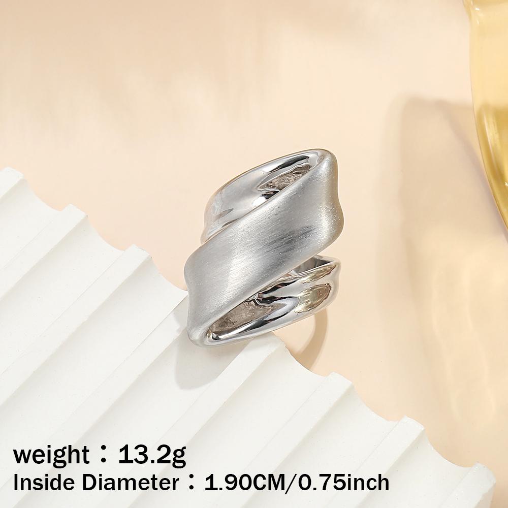 Badu Trendy Irregular Twisted Open Ring Punk Metal Brushed Silver Color Finger Ring for Women Party Jewelry Gifts