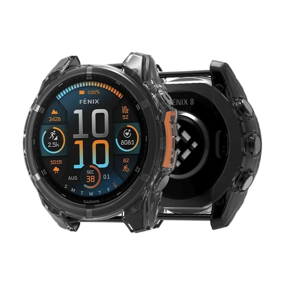 Soft Silicone Transparent Protective Case For Garmin Fenix 8 47mm 51mm Clear TPU Cover For Fenix8 Watch Shell Accessories