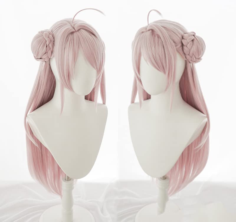 Pink, Heat-resistant Cosplay Wig Featuring the Character "Shou Ranju" (bell) with a Net. Perfect for Halloween Costumes (B).