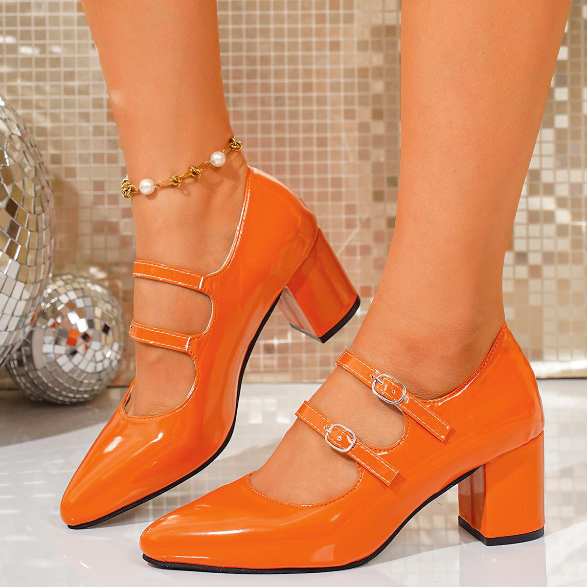 Women s Plus Size Vintage Mary Jane ShoesMid Heel Chunky Heel Pumps 38 оранжевый 2440₽