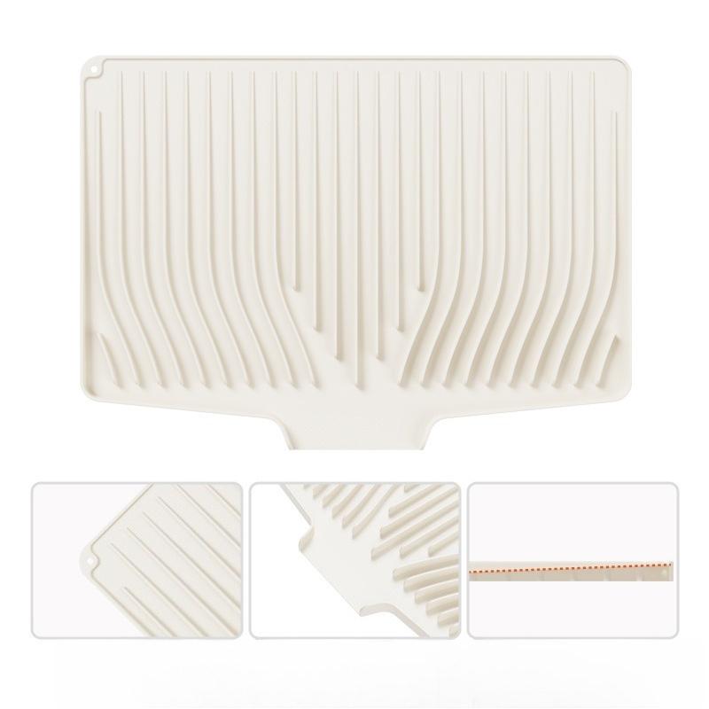Silicone Kitchen Counter Drying Mat Non-Slip Dish Drainer Pad with Slope Design for Plates Heat-Resistant Utensil Drain Board