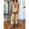 Y116 Summer Loose Top and Wide-Leg Pants Two-Piece Set Women's Fashion European and American Fashion Set