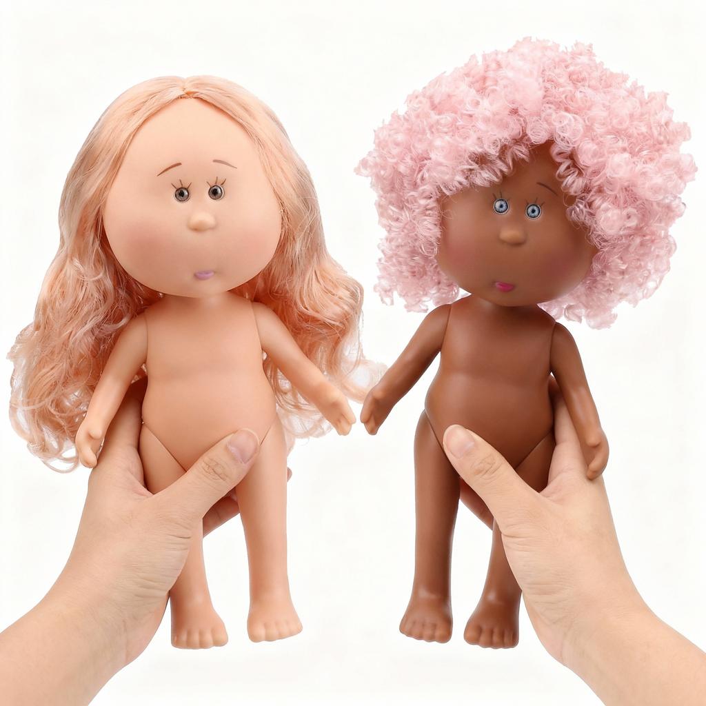 Girls Toy Curly Hair 24Cm Bean Eye Vinyl Doll Dress Up Dark Skin Mia Potato Dolls Movable 24Cm Action Figure Body Children Gift