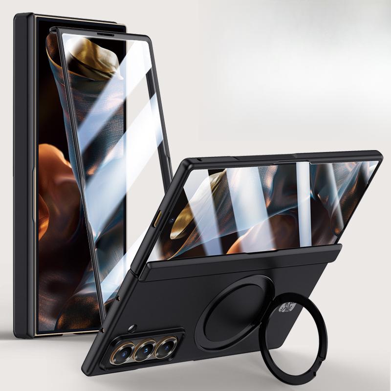 Suitable for Samsung W25 Phone Case Film, One-piece Matte Central Axis Anti-drop Rotating Stand, Magnetic W25 Flip Cover Chain for Men