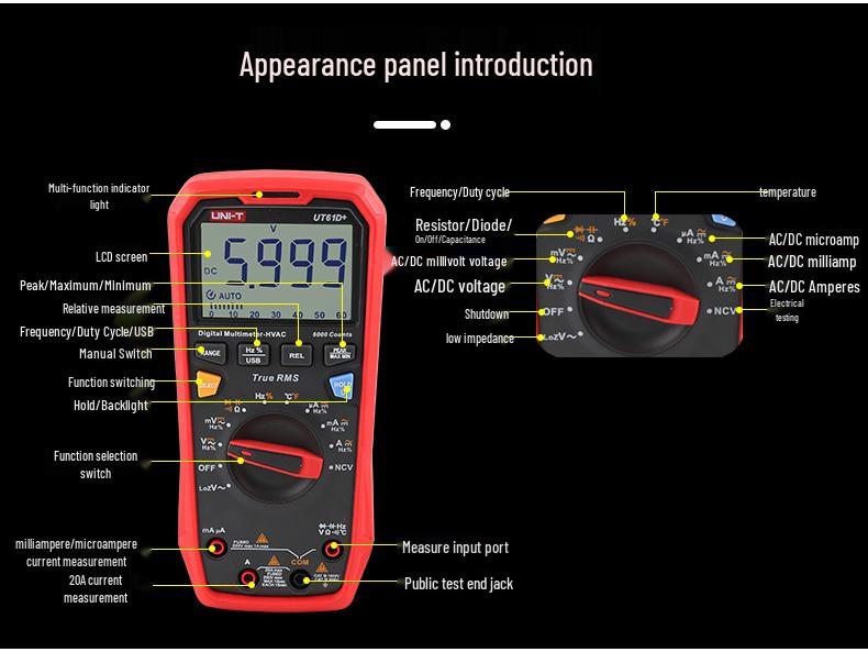 Uni-T UT61 Series Digital Multimeter with USB, Bluetooth, & Low-Pass Filter