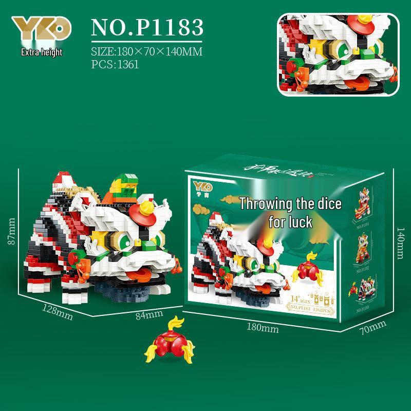 Yu Gao Lion Dance Micro Particle Building Blocks Toy-Compatible with Lego, New Year Edition.