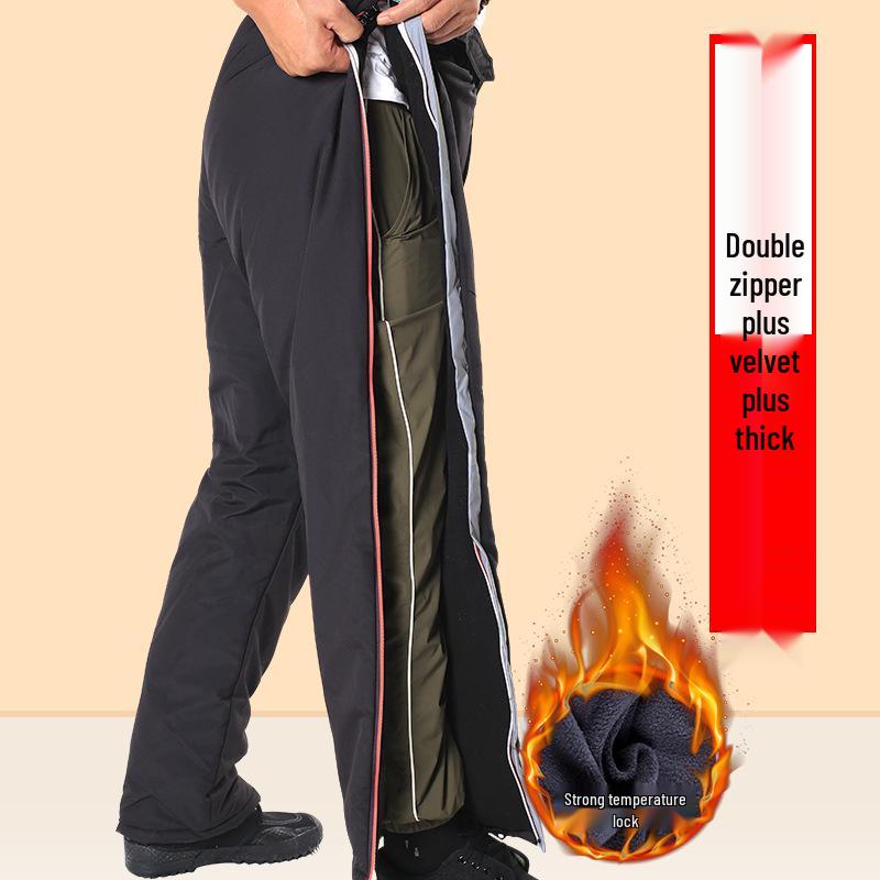 Herren Wasserdichte Winter Angelhose - Dicke, Warme, Schnelllösliche Baumwollhose mit Doppelreißverschluss und Plus Samt für den Außenbereich