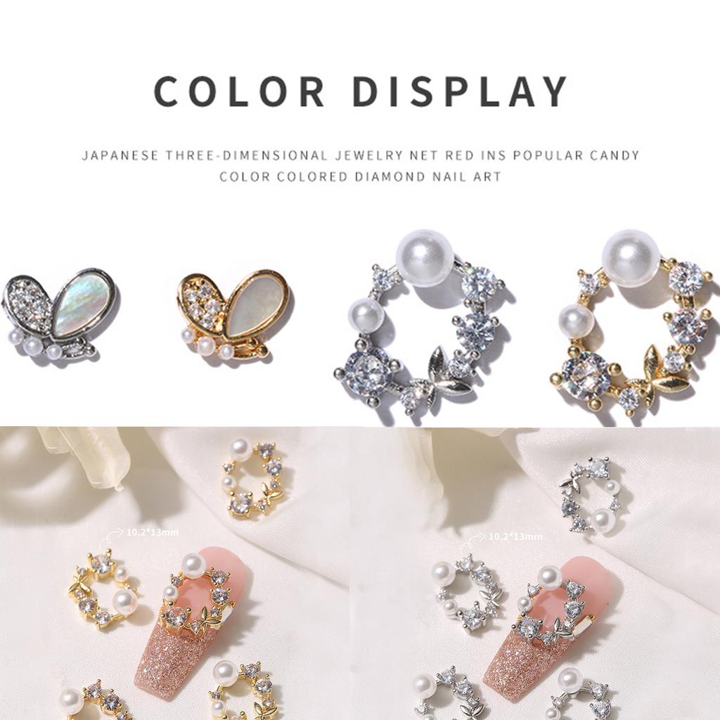 3D Nail Art Charms Zircon Nail Rhinestones Nail Gems Alloy Butterfly-Nail Crystals Diamonds for DIY Nail Art Decoration