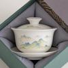 Dehua White Sancai Gaiwan: High-end Mutton Fat Jade Porcelain Tea Bowl and Kung Fu Teacup Set