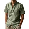 Summer Cotton Linen Business Casual Relaxed UV Solid Plus Suitable for Autumn [BUTMYJ] Men's Short-Sleeved Shirt, Fit, Stylish, Lightweight,