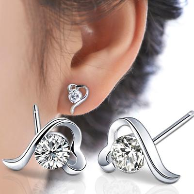 Female Stud Earrings Women's Love At First Sight Ear Rings Pastoral Style Retro Fashion Silver-Plated Ear Studs Temperament Women's