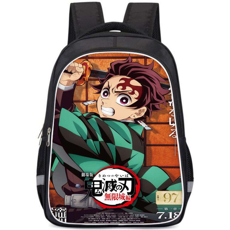 Demon Slayer College Backpack With Double Layer Storage And Trendy Crossborder Style For Students