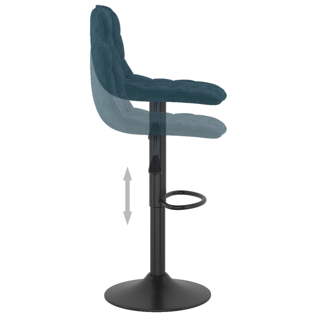 Bar Stool Set of 2 Blue Velvet