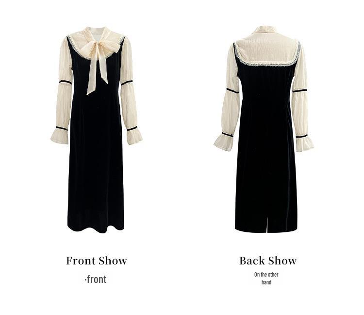 Elegantes Winterspitzen-Samtkleid - Falsches zweiteiliges langes Rock für Damen (Nicht erstattungsfähig)