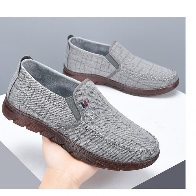 

Новые дышащие льняные туфли на джинсовой подошве из коровьей кожи, повседневные тканевые туфли в старом пекинском стиле, мужские кроссовки для папы, удобные и высококлассные, на одной педали 39 серый
