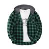 Men's Fall-Design Hooded Checkered Sweatshirt, Flannel Hoodie