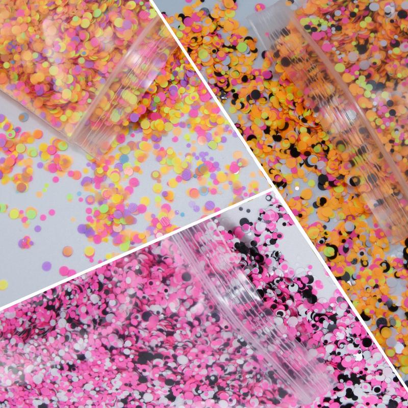 50g X 1bag Nail Round Flake Sparkly 12-Design Ultra-thin Chunky Dazzling Multi-Color Colorful Flakes DIY Nail Tip Art Decoration