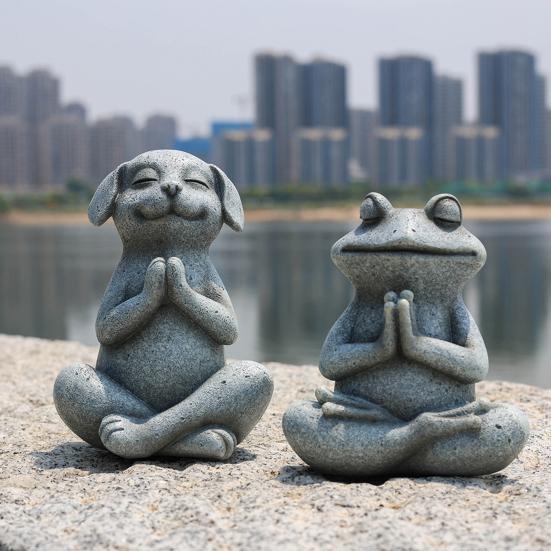 Yousheng Frog Ornament Resin Material Wealth Luck Symbol Bionic Design Figure Frog Dog Meditation Ornament Indoor Outdoor Decor