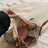 Women's Striped Woven Straw Tote Bag - Lightweight Large Capacity with Detachable Coin Purse & Zip Closure for Beach Vacation