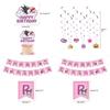 Kuromi Themed Birthday Party Decor Supplies Set With Flag Cake Spiral Balloon And Bright Colorful Toppers