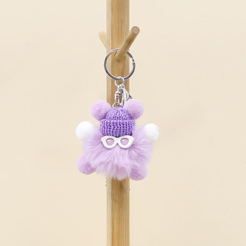 

Otter Rabbit Fur Sunglasses Small Coal Ball Plush Pendant Bag Decoration фіолетовий