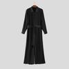 INCERUN Men Long Sleeve Belt Casual Flimsy Long Zipper Rompers Jumpsuits