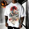 2026 Letnia Koszulka Męska Bawełniana Retro Dragon Ball Wukong i Shenlong Luźna Koszula Unisex Strój Rodzic-Dziecko