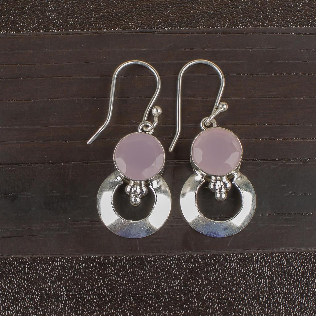 Rosenchalcedon Edelsteinschmuck, 925 Sterlingsilber Schmuck Ohrringe, Handgefertigter Schützender Schmuck, Geschenk für Mutter