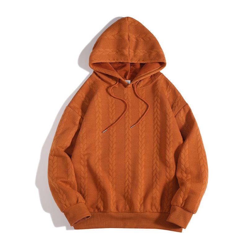 Men s Versatile Jacquard Hooded Sweatshirt - Cross-Border Europe Autumn/Winter Collection Extra Large
