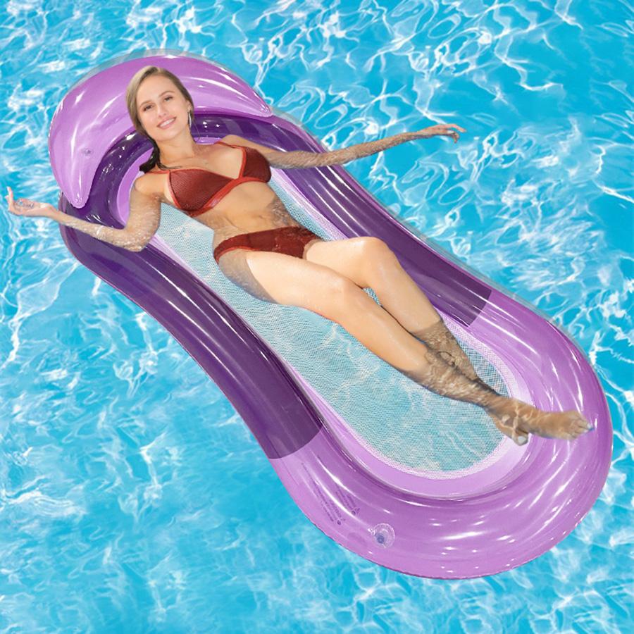 1pc Gradient Inflatable Water Floating Bed Portable Comfortable Lounge Chair Hammock for Beach Swimming Pool Party