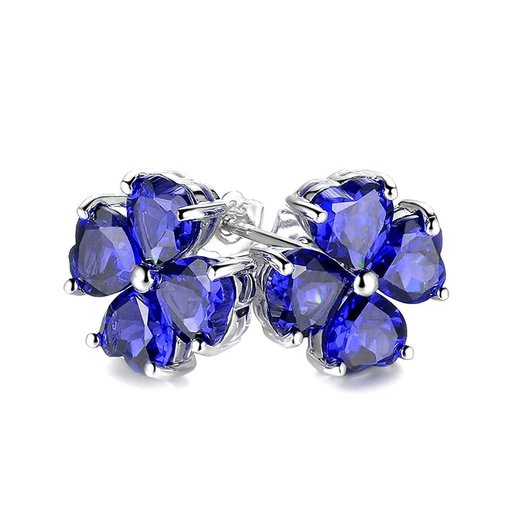 I Love September 925 Sterling Silver Ladies Silver Ladies Stud Gift [JIANGXIN] You, Four-leaf Clover, Birthstone, Sapphire, Earrings, Hypoallergenic,