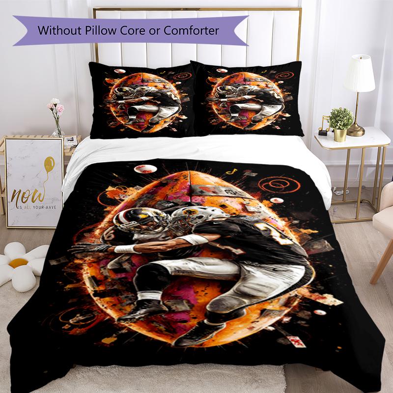 3pcs American Football Bedding Set Duvet Cover Closure Includes 1 Duvet Cover & 2 Pillowcases, Soft and Comfortable for All Seasons.