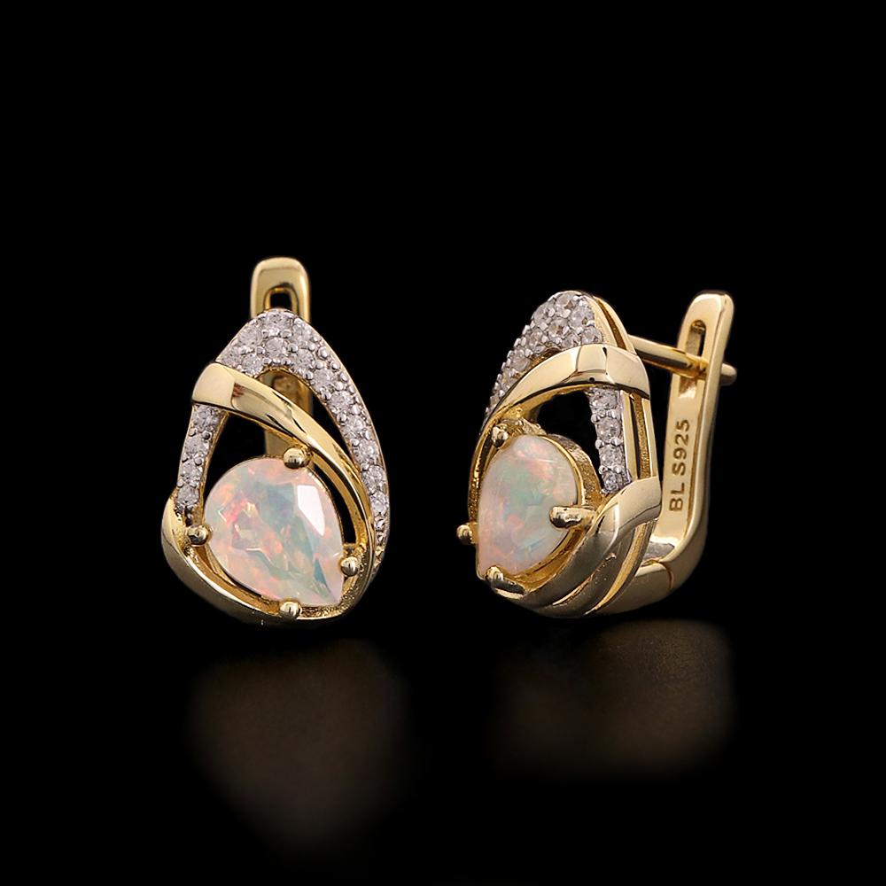 Gorgeous 925 Sterling Silver Earrings Natural Colorful Pear 6*8mm Opal October Birthstone Fine Jewelry for Women's Party Gifts
