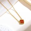 Retro Craftsmanship 18K Titanium Steel Four-Leaf Clover Jewelry Set: Flower Necklace, Bracelet, Earrings.